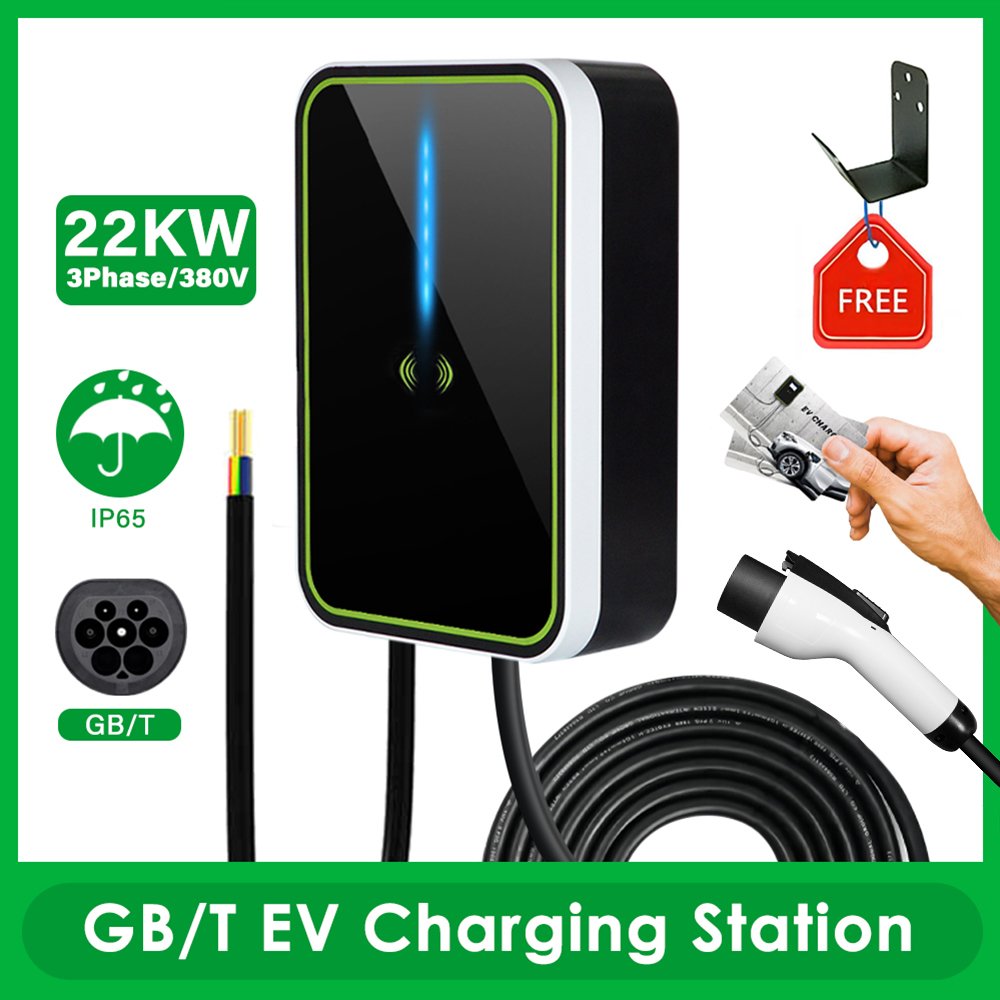Wall-mounted AC EV wallbox charger with socket and cable options